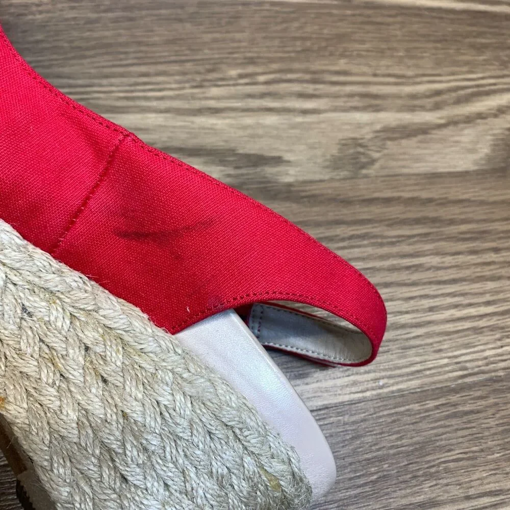 Vionic Caralina Espadrilles Wedge‎ Jute Slingback Women Red Shoes Heels 9.5 Wide